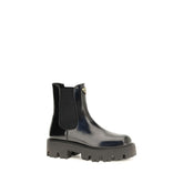 Prada Black Calf Leather Bos Taurus Chelsea Boots - Side view