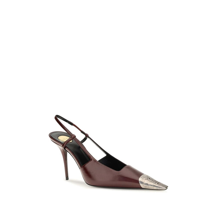 Saint Laurent Bordeaux Calf Leather Bos Taurus High Heel Pumps - Front view