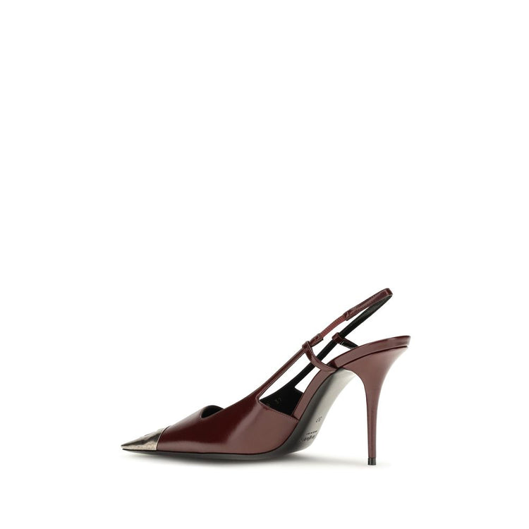 Saint Laurent Bordeaux Calf Leather Bos Taurus High Heel Pumps - Side view