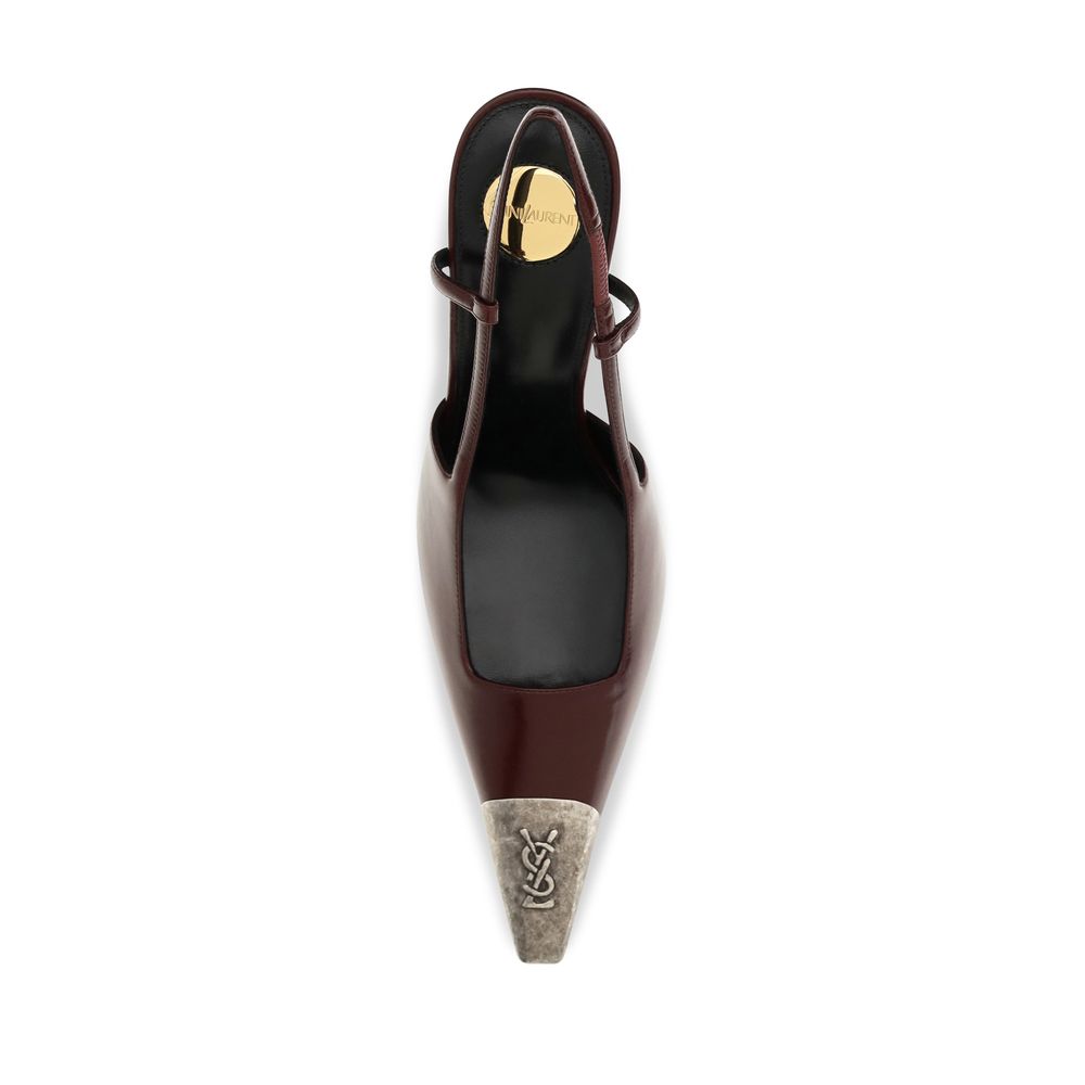 Saint Laurent Bordeaux Calf Leather Bos Taurus High Heel Pumps - Back view
