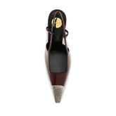 Saint Laurent Bordeaux Calf Leather Bos Taurus High Heel Pumps - Back view