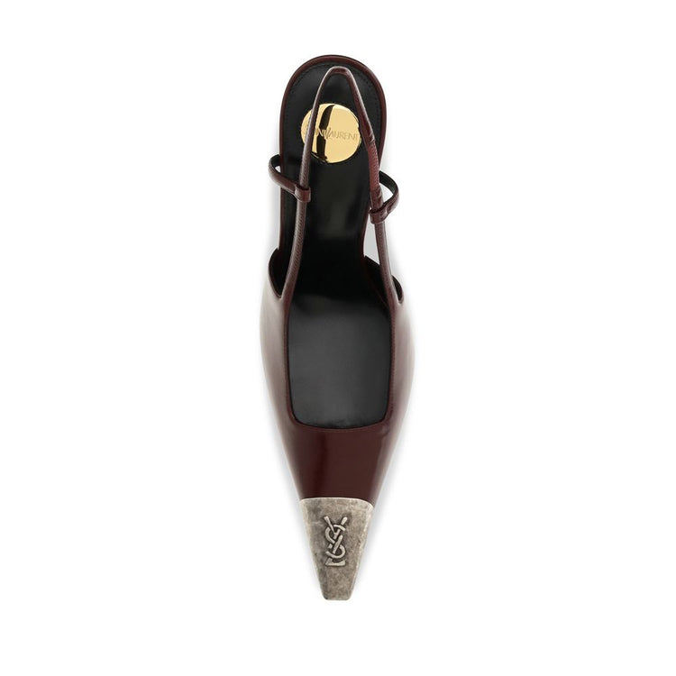 Saint Laurent Bordeaux Calf Leather Bos Taurus High Heel Pumps - Back view