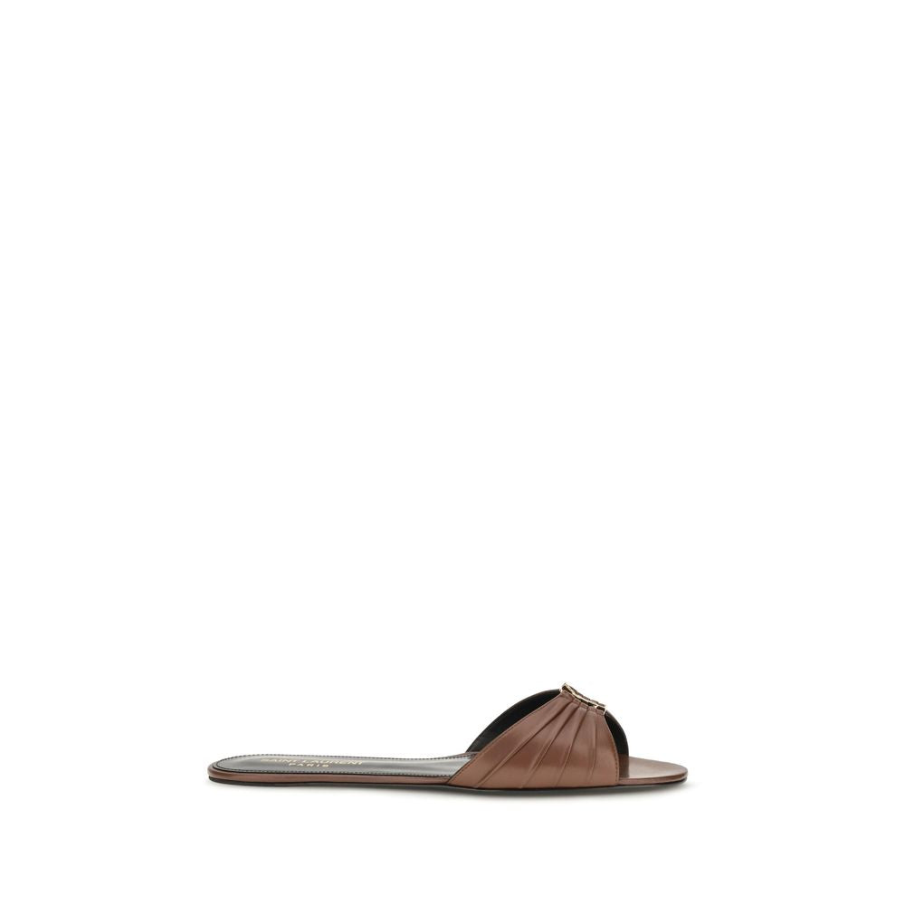 Saint Laurent Brown Calf Leather Bos Taurus Mules - Front view