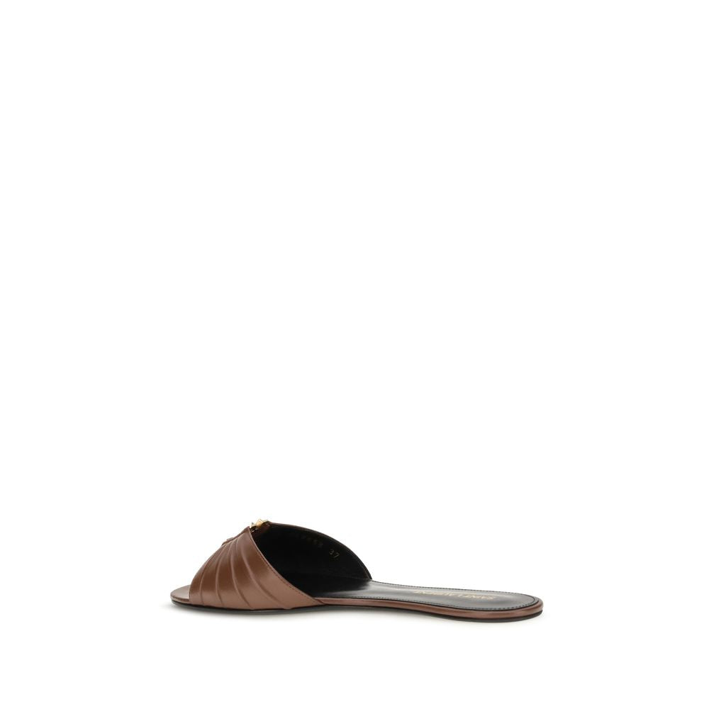 Saint Laurent Brown Calf Leather Bos Taurus Mules - Back view