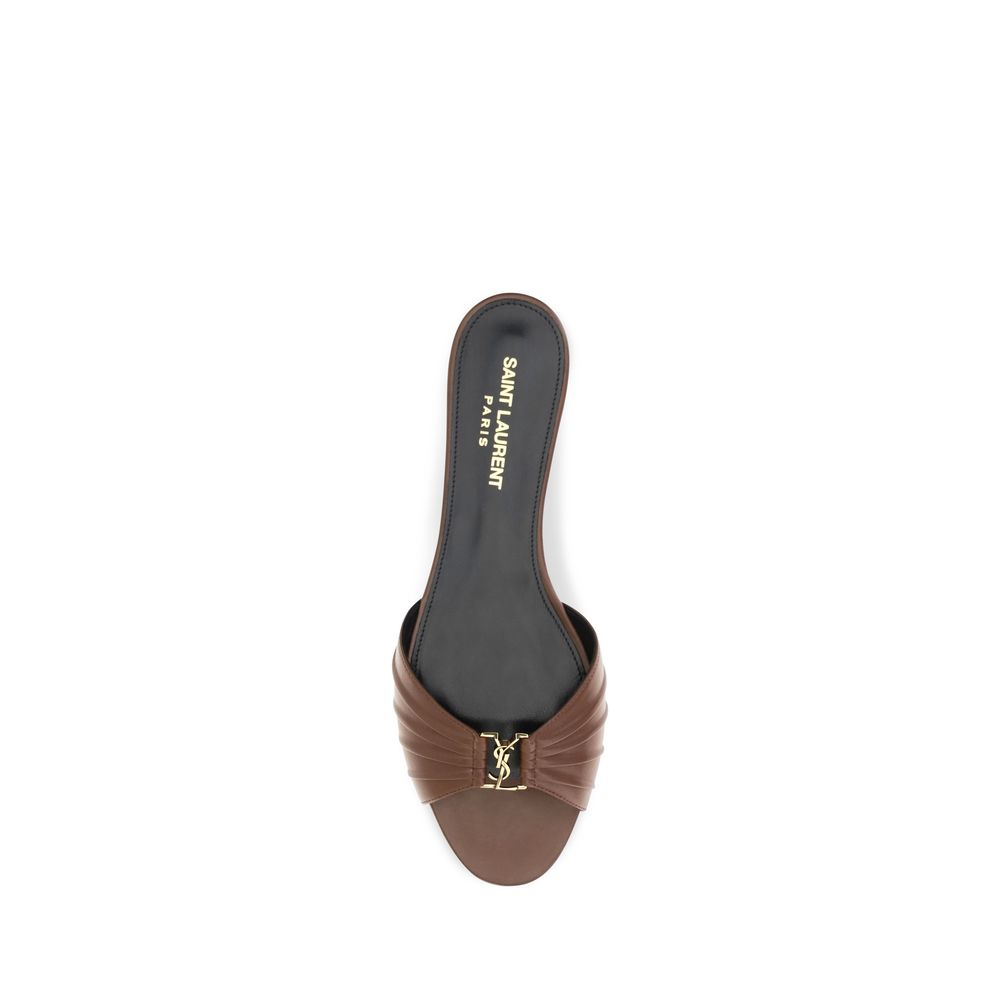 Saint Laurent Brown Calf Leather Bos Taurus Mules - Detail view