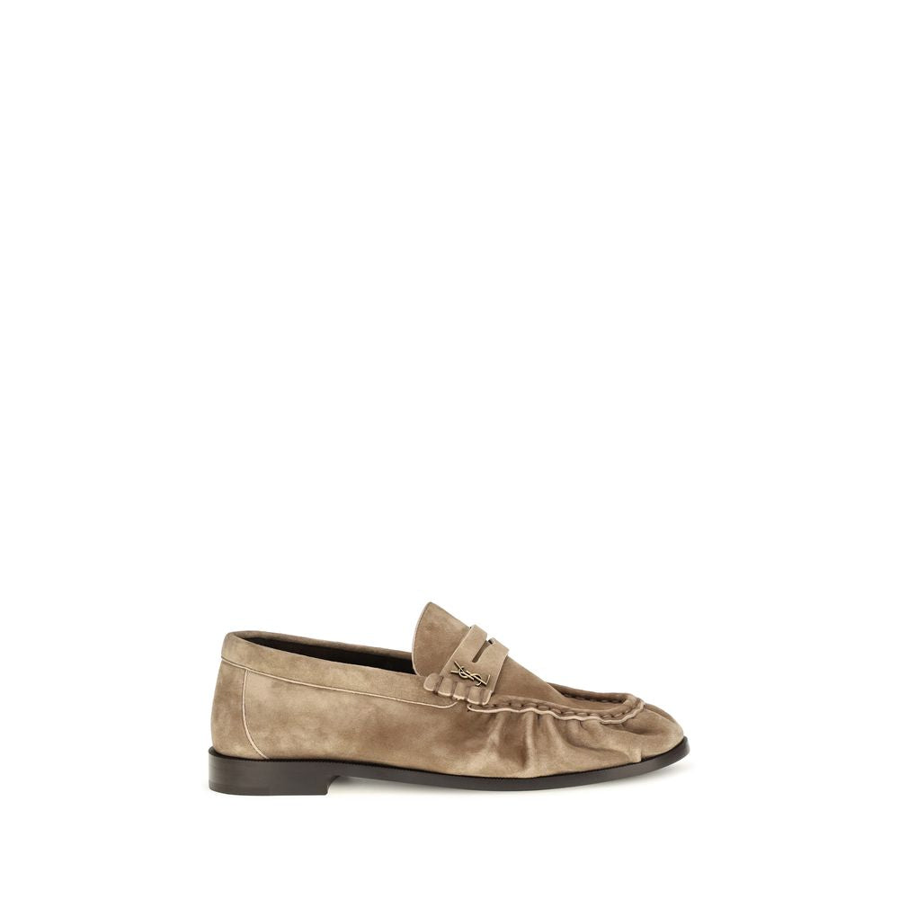 Saint Laurent Beige Calf Leather Bos Taurus Slip-On Loafers - Front view