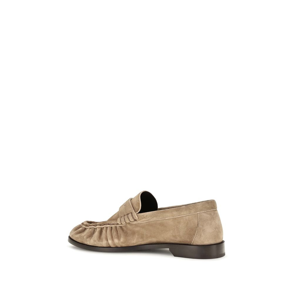 Saint Laurent Beige Calf Leather Bos Taurus Slip-On Loafers - Back view