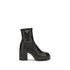 Prada Black Calf Leather Bos Taurus Ankle Boots - Front view