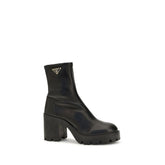 Prada Black Calf Leather Bos Taurus Ankle Boots - Side view