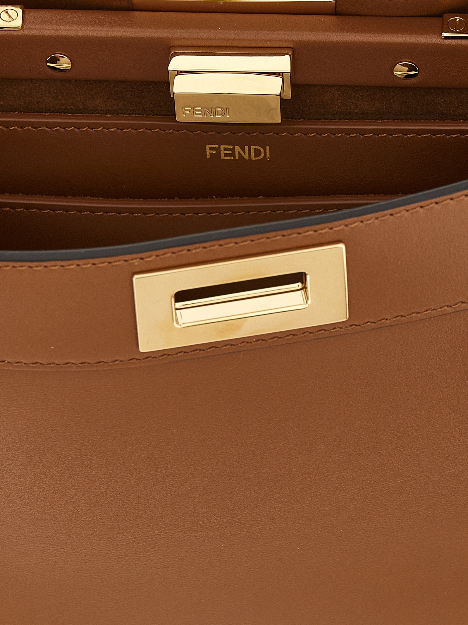Fendi Brown Calfskin Crossbody Bag - Close-up view