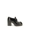 Prada Black Calf Leather Bos Taurus Platform Loafers - Front view