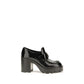Prada Black Calf Leather Bos Taurus Platform Loafers - Front view