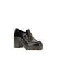Prada Black Calf Leather Bos Taurus Platform Loafers - Side view