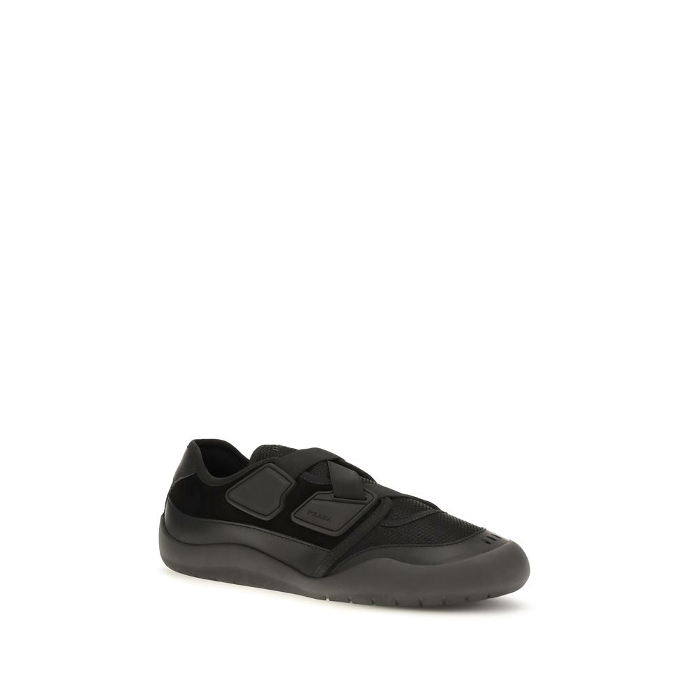 Prada Black Nylon Low Top Sneakers - Side view