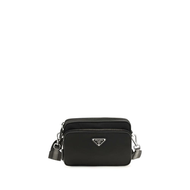 Prada Black Recycled Polyamide Shoulder Bag - Front view
