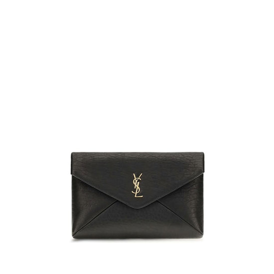 Saint Laurent Black Lamb Ovis Aries Aries Clutch Bag
