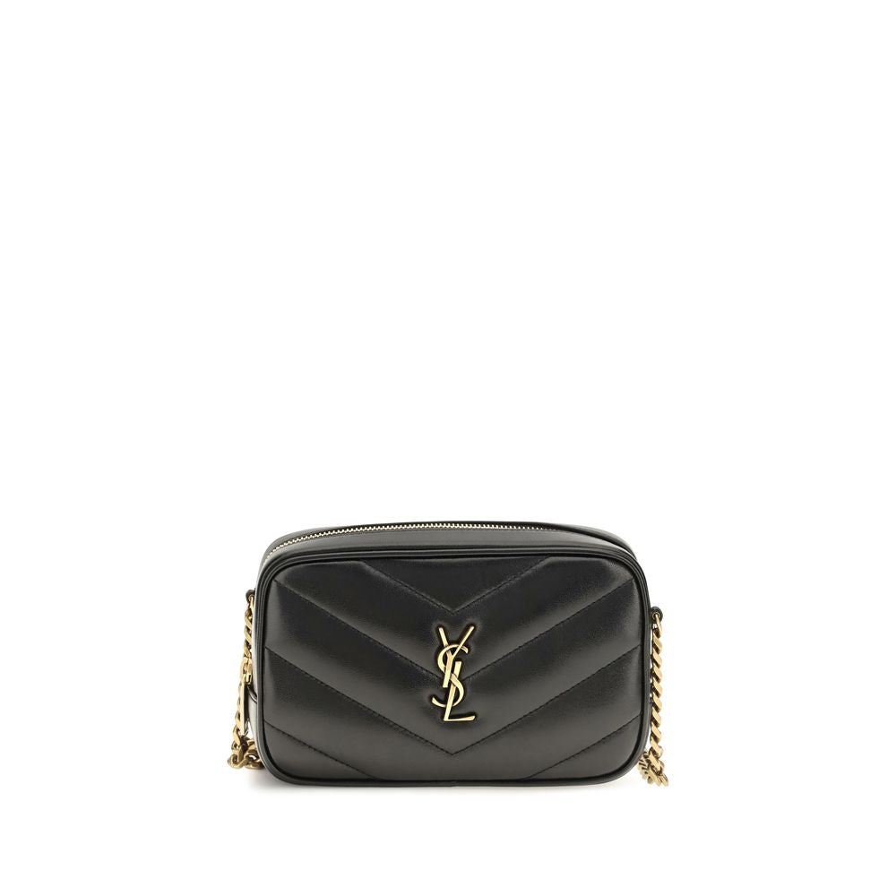 Saint Laurent Black Lamb Ovis Aries Aries Shoulder Bag - Front view