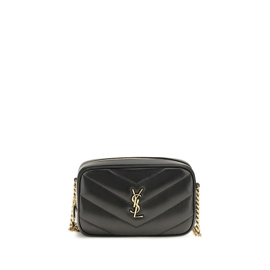 Saint Laurent Black Lamb Ovis Aries Aries Shoulder Bag - Front view