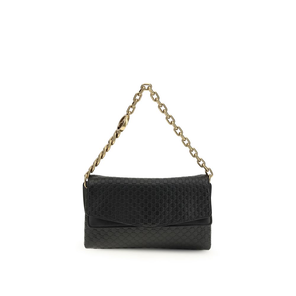 Gucci Black Calf Leather Bos Taurus Shoulder Bag - Front view