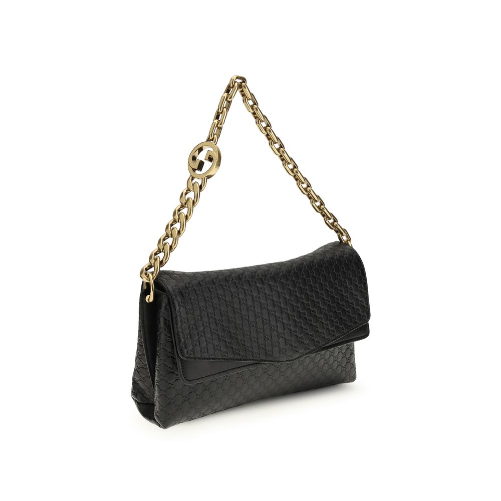 Gucci Black Calf Leather Bos Taurus Shoulder Bag - Side view