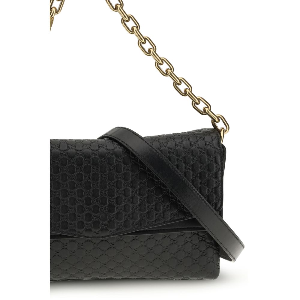 Gucci Black Calf Leather Bos Taurus Shoulder Bag - Detail view