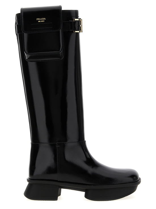 Prada Black Calfskin Over The Knee