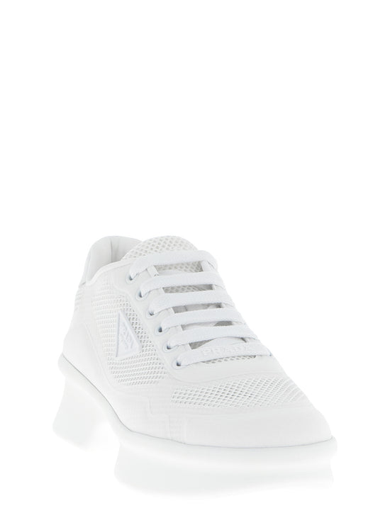 Prada White Polyester Athletic Sneakers