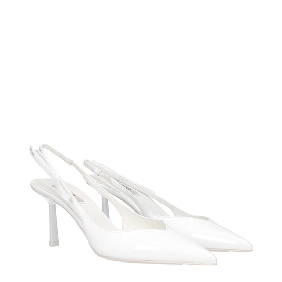 Prada White Leather High Heel Pumps