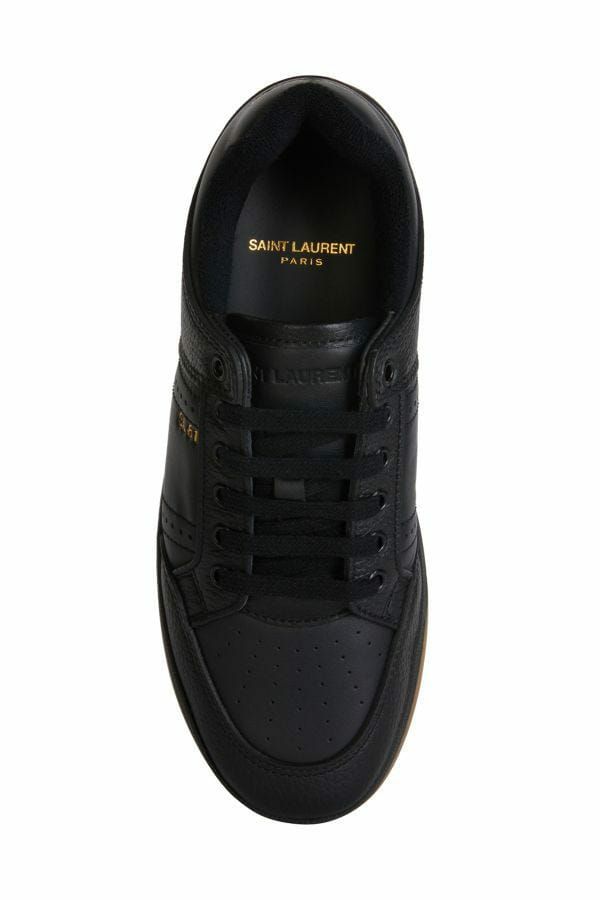 Saint Laurent Black Calf Leather Low Top Sneakers - Front view