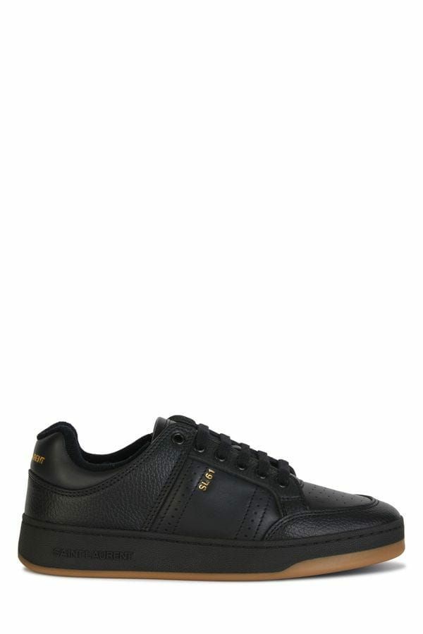 Saint Laurent Black Calf Leather Low Top Sneakers - Detail view
