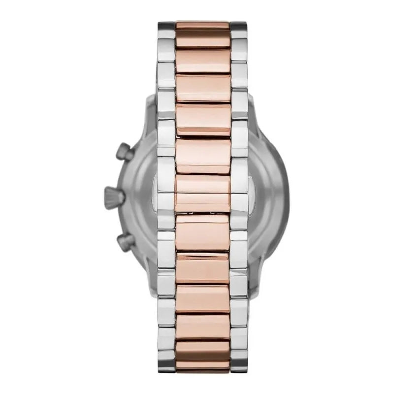 Emporio Armani Silver And Bronze Steel Chronograph Watch - Back view