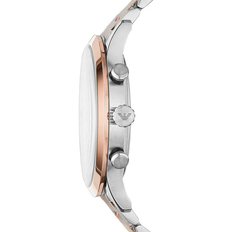 Emporio Armani Silver And Bronze Steel Chronograph Watch - Detail view