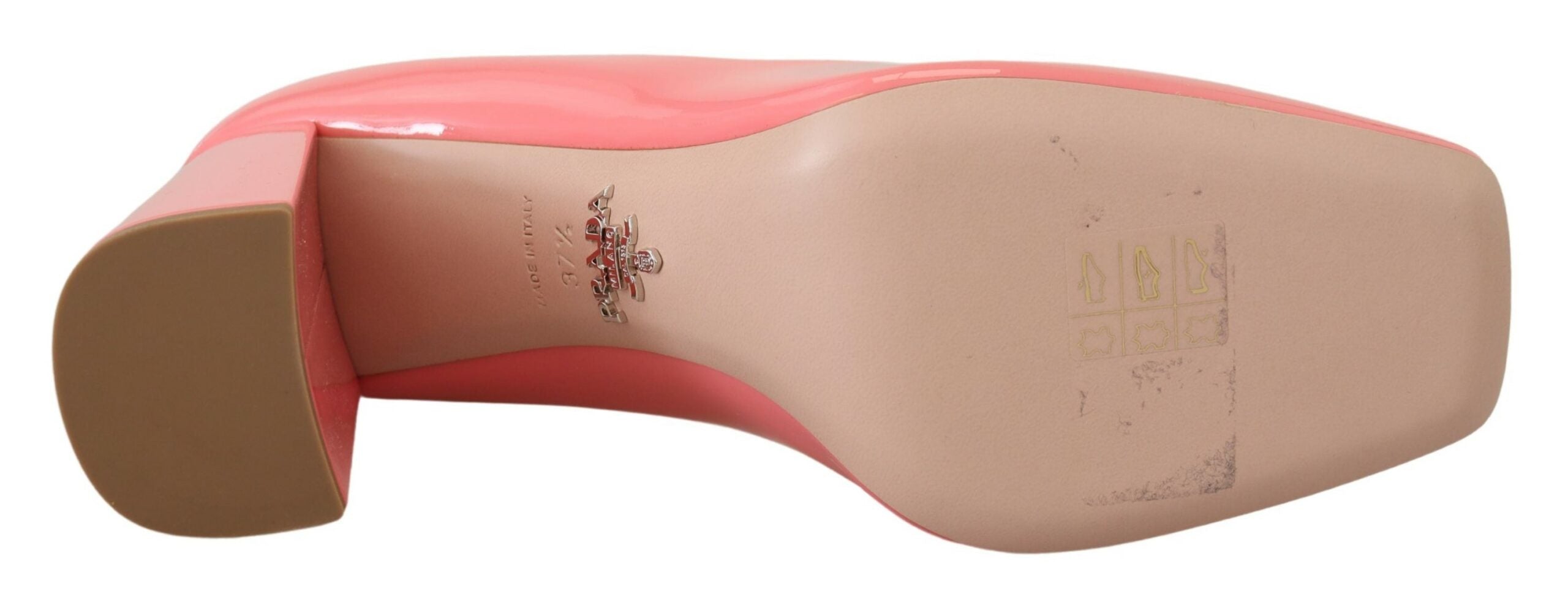 Prada Pink Patent Leather Block Heels Pumps Classic - Front view