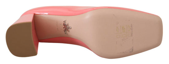 Prada Pink Patent Leather Block Heels Pumps Classic - Front view