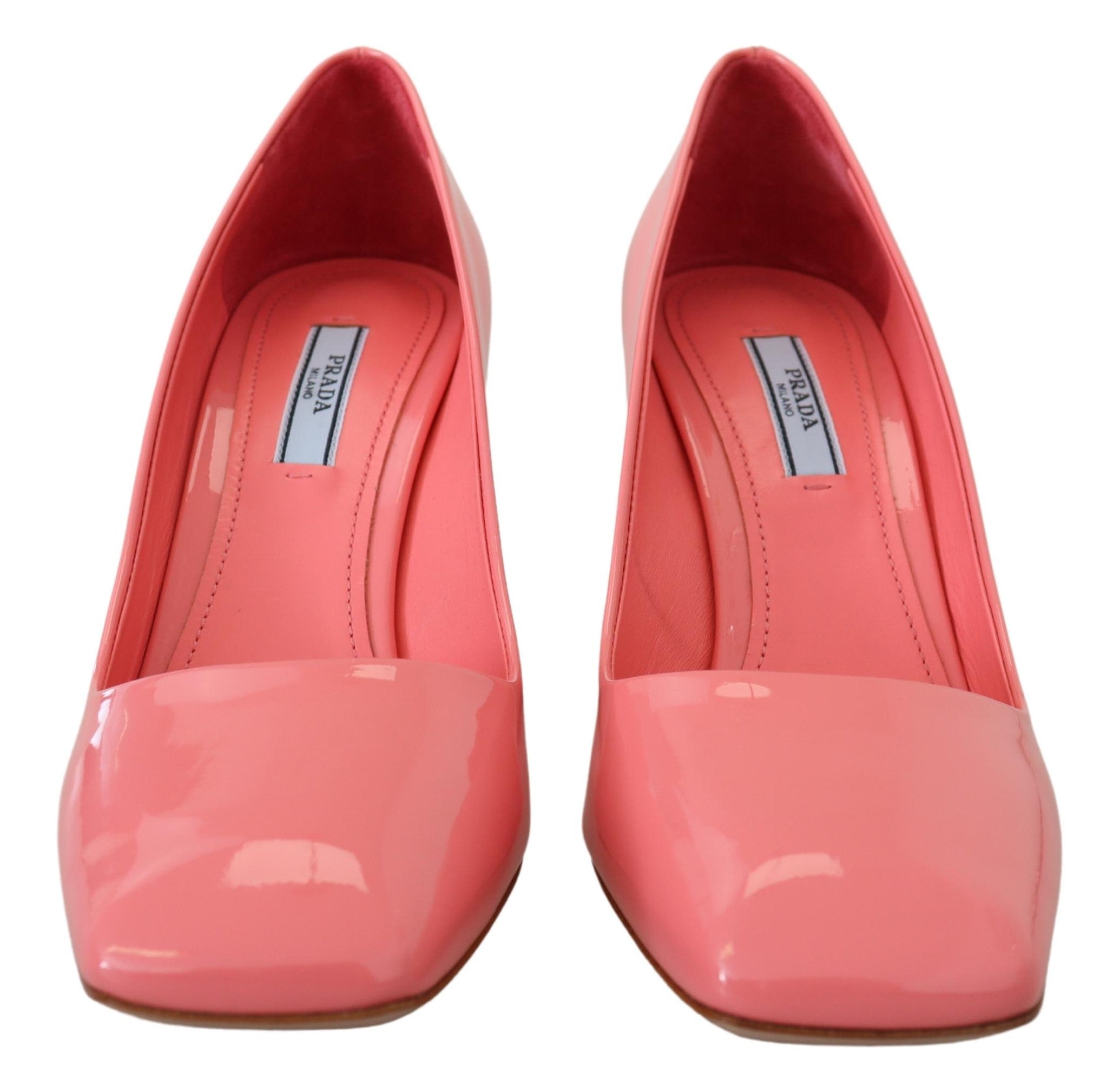 Prada Pink Patent Leather Block Heels Pumps Classic - Side view