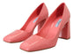 Prada Pink Patent Leather Block Heels Pumps Classic - Back view