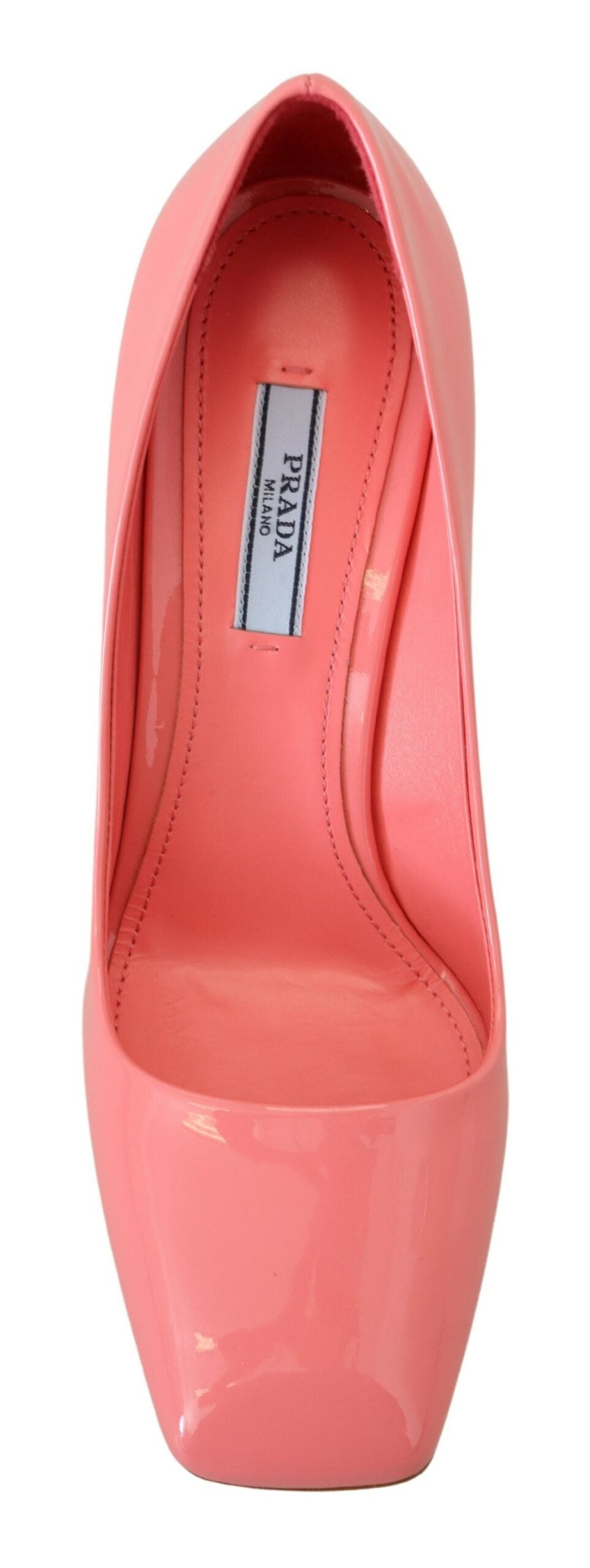 Prada Pink Patent Leather Block Heels Pumps Classic - Styled view