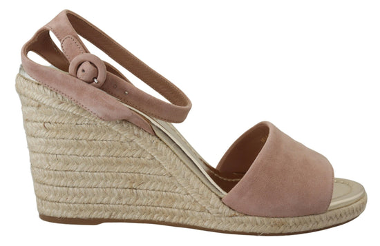 Prada Pink Suede Leather Ankle Strap Sandals - Front view