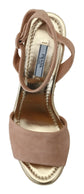 Prada Pink Suede Leather Ankle Strap Sandals - Back view