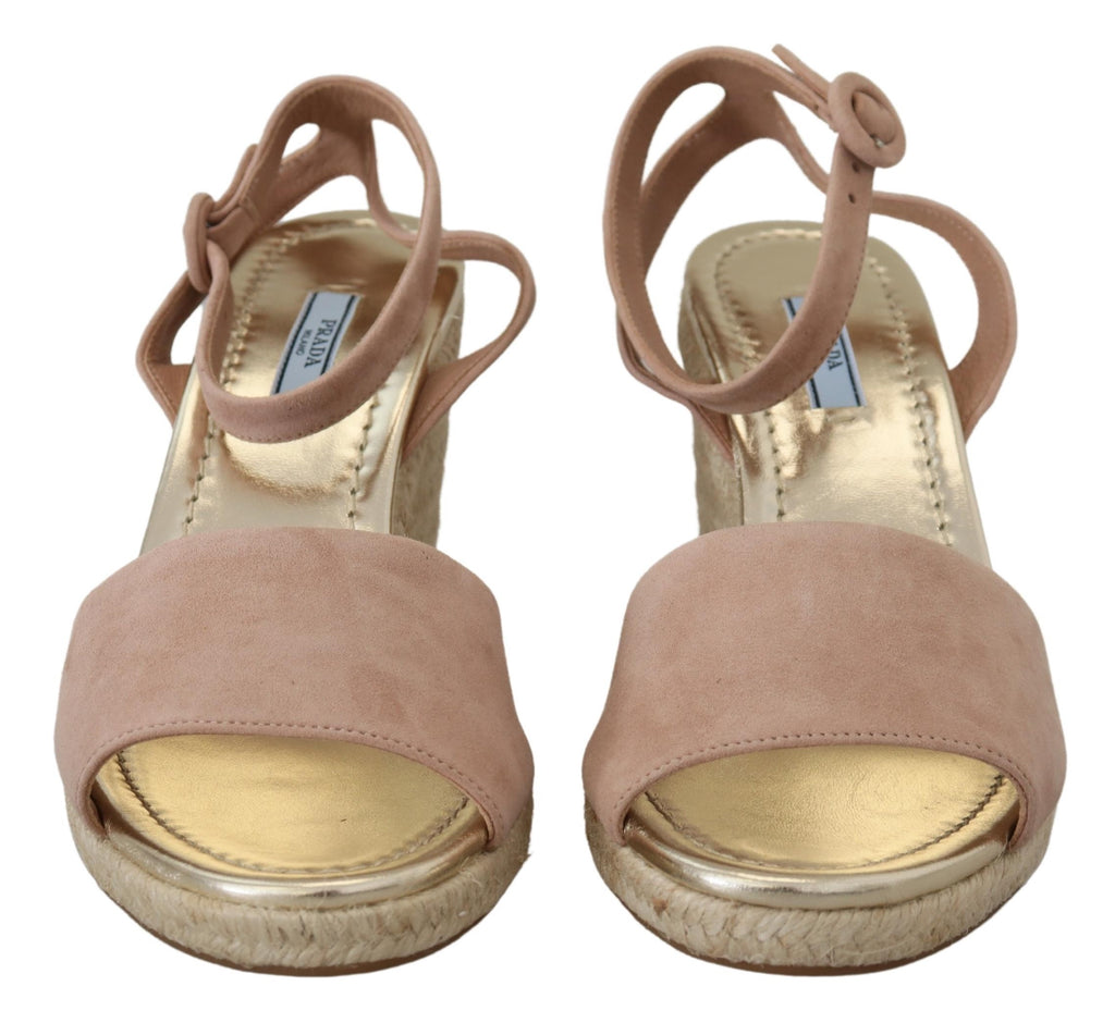 Prada Pink Suede Leather Ankle Strap Sandals - Detail view