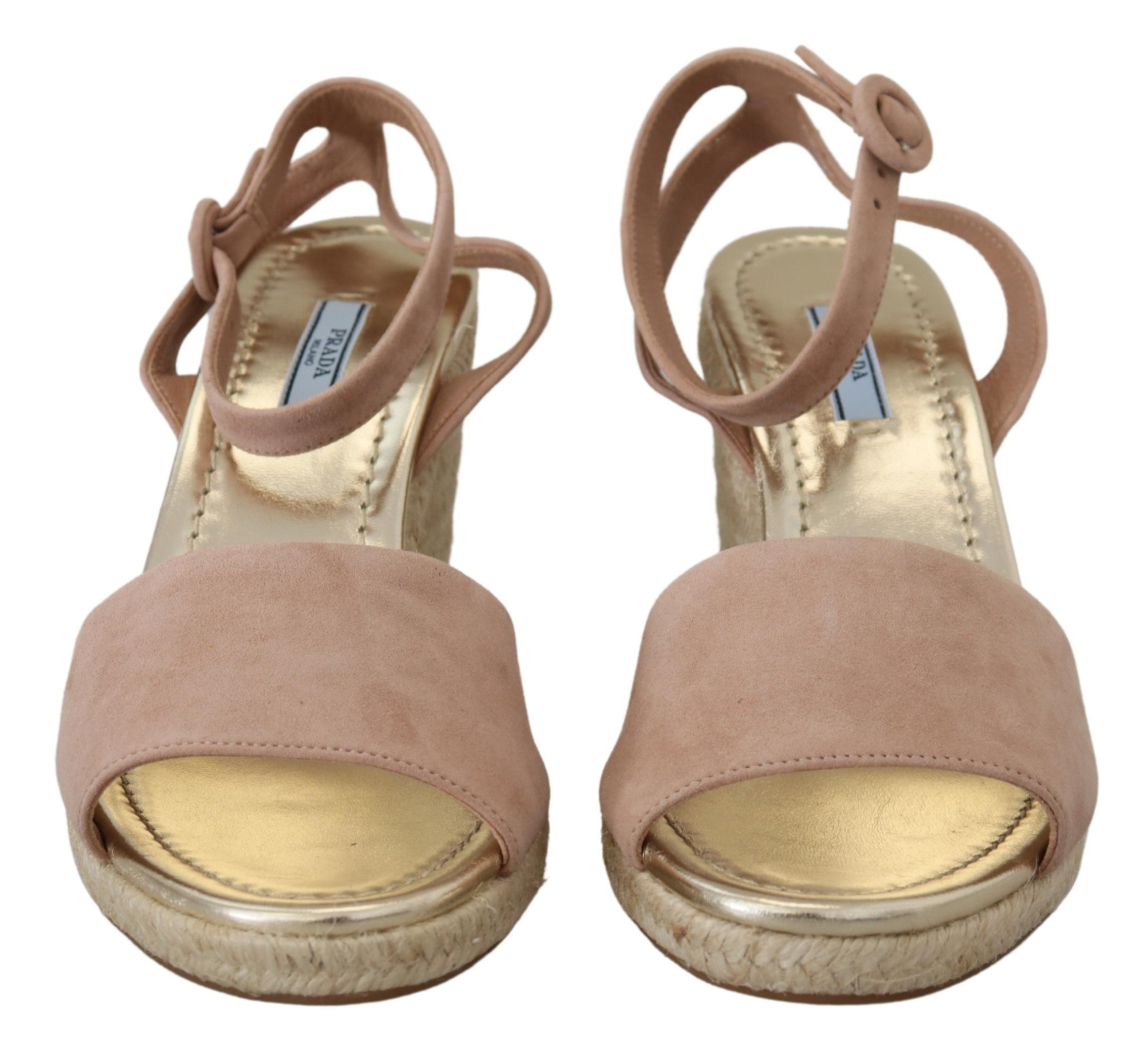 Prada Pink Suede Leather Ankle Strap Sandals - Detail view