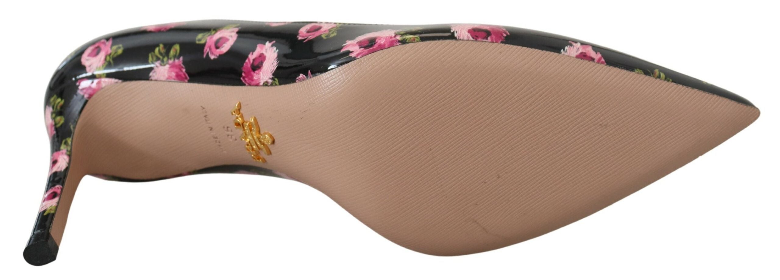 Prada Black Leather Floral Heels Stilettos Pumps - Detail view