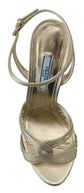 Prada Gold Leather Sandals Ankle Strap Heels Stiletto Sandal - Side view