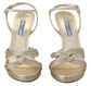 Prada Gold Leather Sandals Ankle Strap Heels Stiletto Sandal - Back view