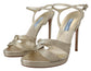Prada Gold Leather Sandals Ankle Strap Heels Stiletto Sandal - Detail view
