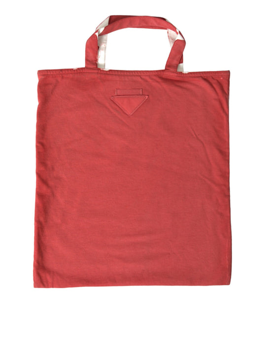 Prada Red Jersey Fabric Logo Shoulder Shopping Tote Bag - Front view