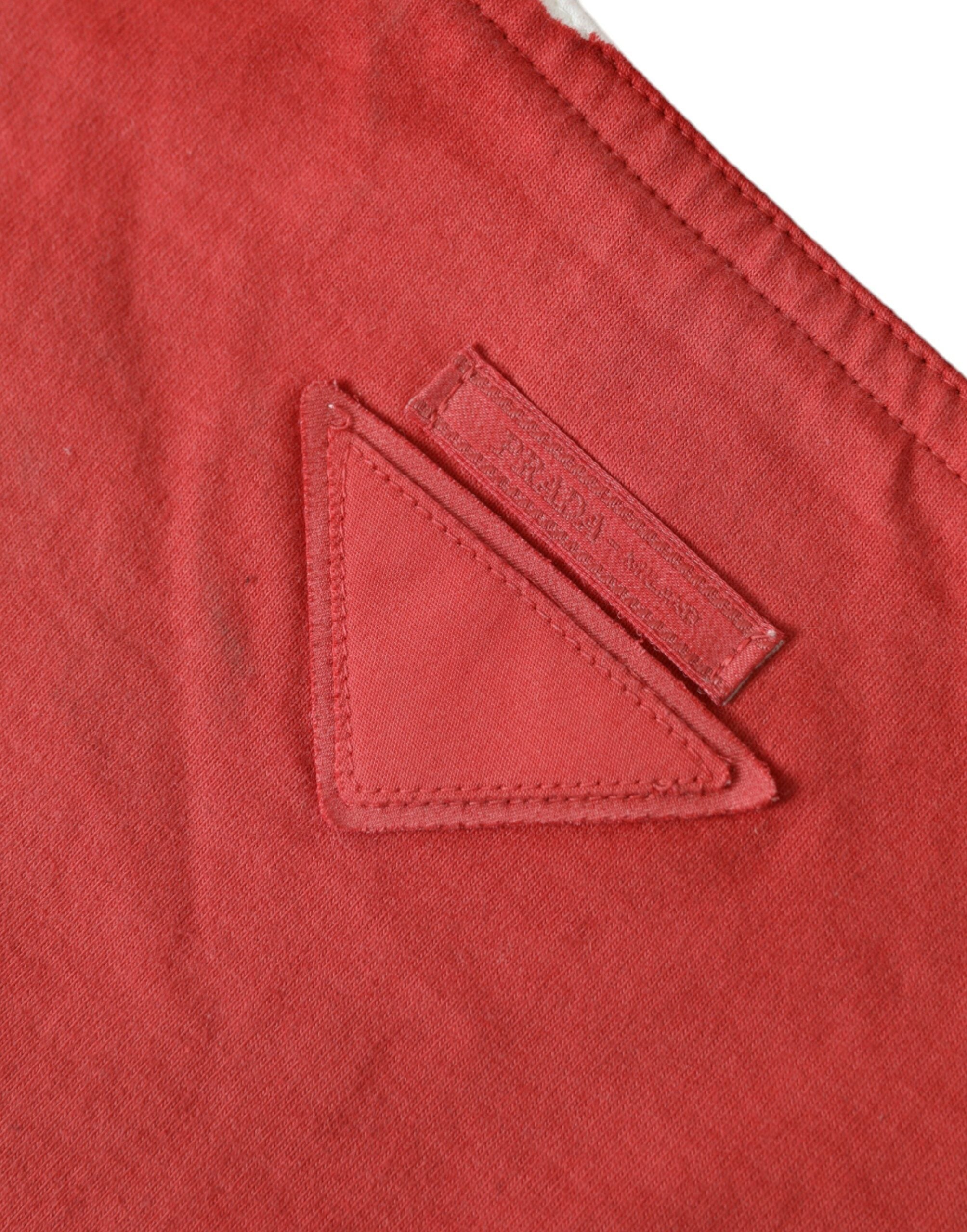 Prada Red Jersey Fabric Logo Shoulder Shopping Tote Bag - Side view