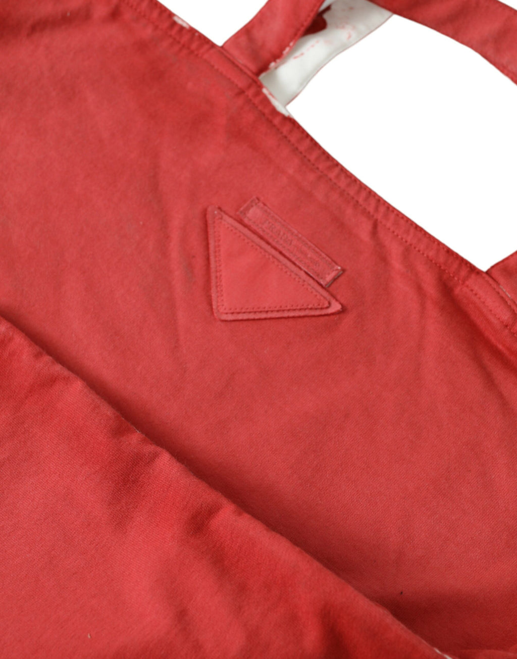 Prada Red Jersey Fabric Logo Shoulder Shopping Tote Bag - Back view