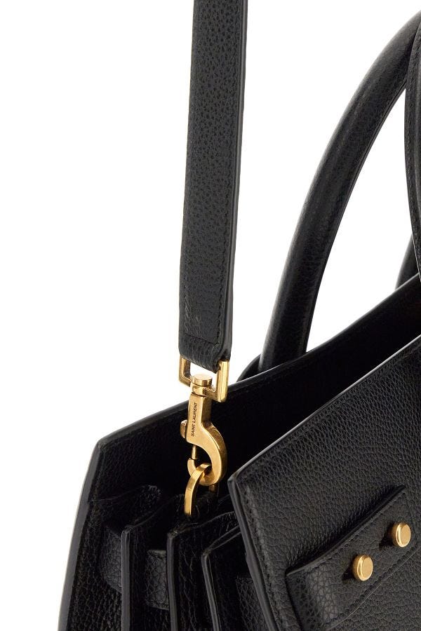 Saint Laurent Black Calf Leather Sac De Jour Handbag - Detail view