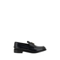 Prada Black Leather Logo Loafers - Front view